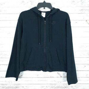 Nike Womens Cropped Hoodie XS Wide Sleeve Black Full Zip 242A